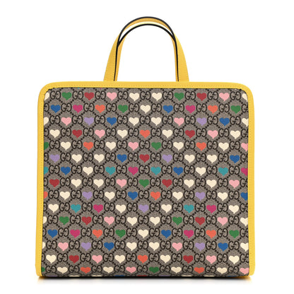 Gucci GG Supreme Monogram Hearts Childrens Tote Beige Ebony Multicolor Freesia 1 of 9