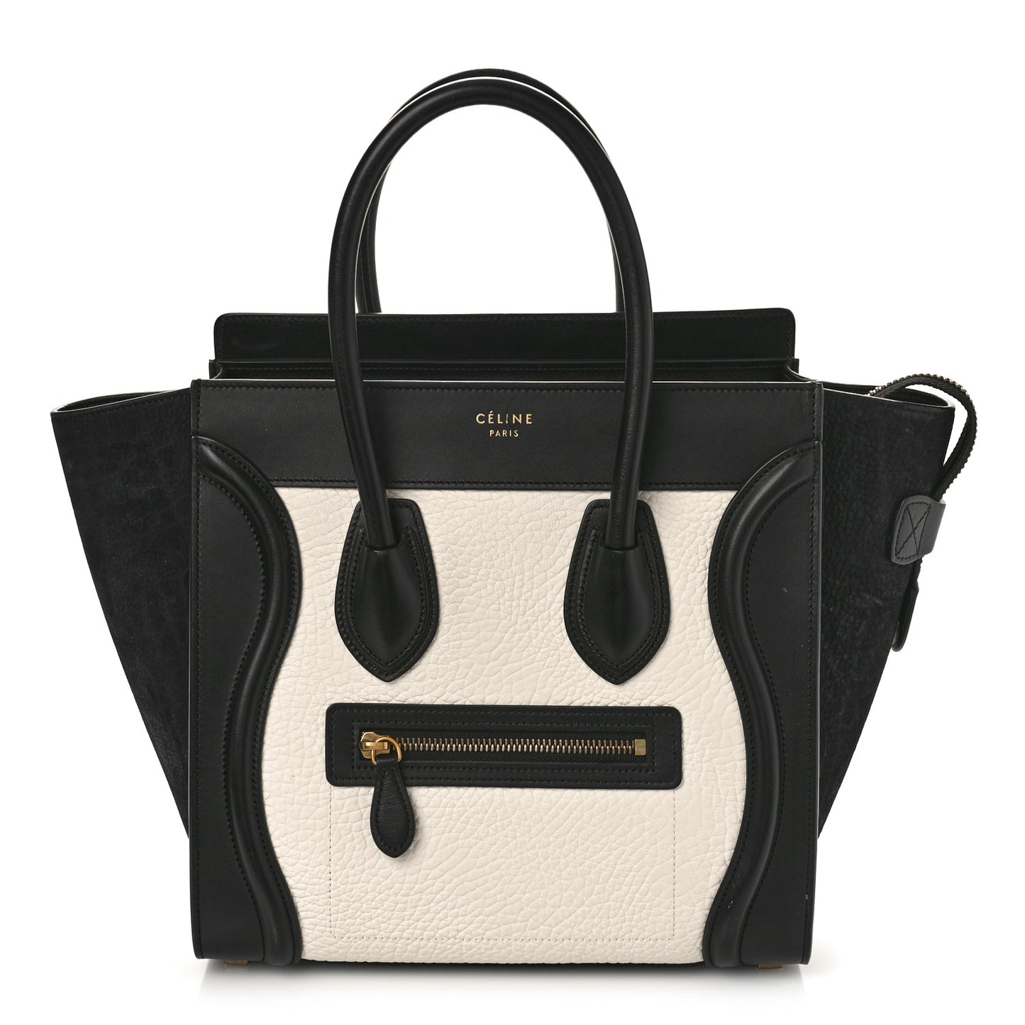 Bullhide Calfskin Nubuck Bi-Color Luggage Black White