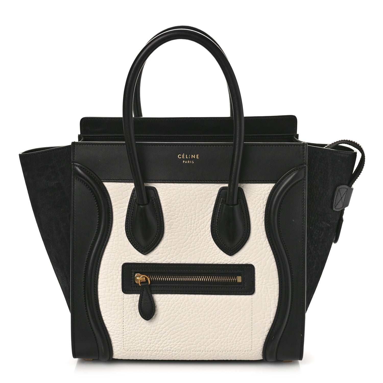 Celine Bullhide Calfskin Nubuck Bi-Color Luggage Black White 1 of 8