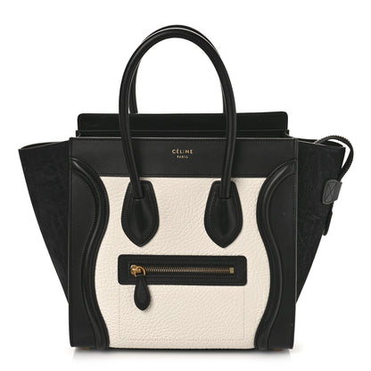 Celine Bullhide Calfskin Nubuck Bi-Color Luggage Black White 1 of 8