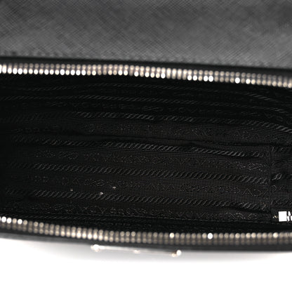 Prada Saffiano Travel Medium Brique Crossbody Bag Black 5 of 13