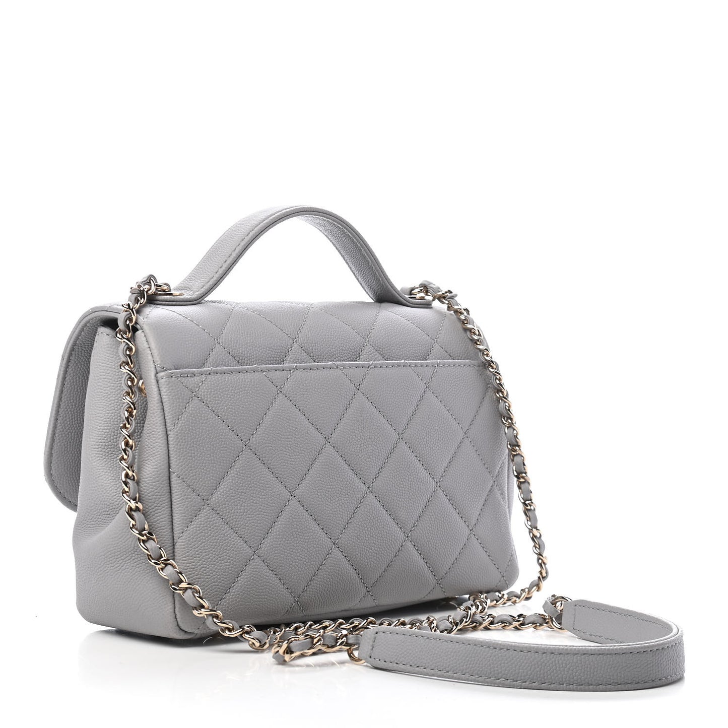 Caviar Quilted Small Business Affinity Flap Grey