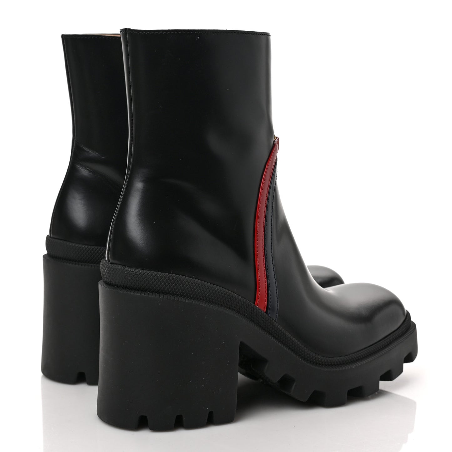 Calfskin Ankle Boots 39 Black Blue Hibiscus Red