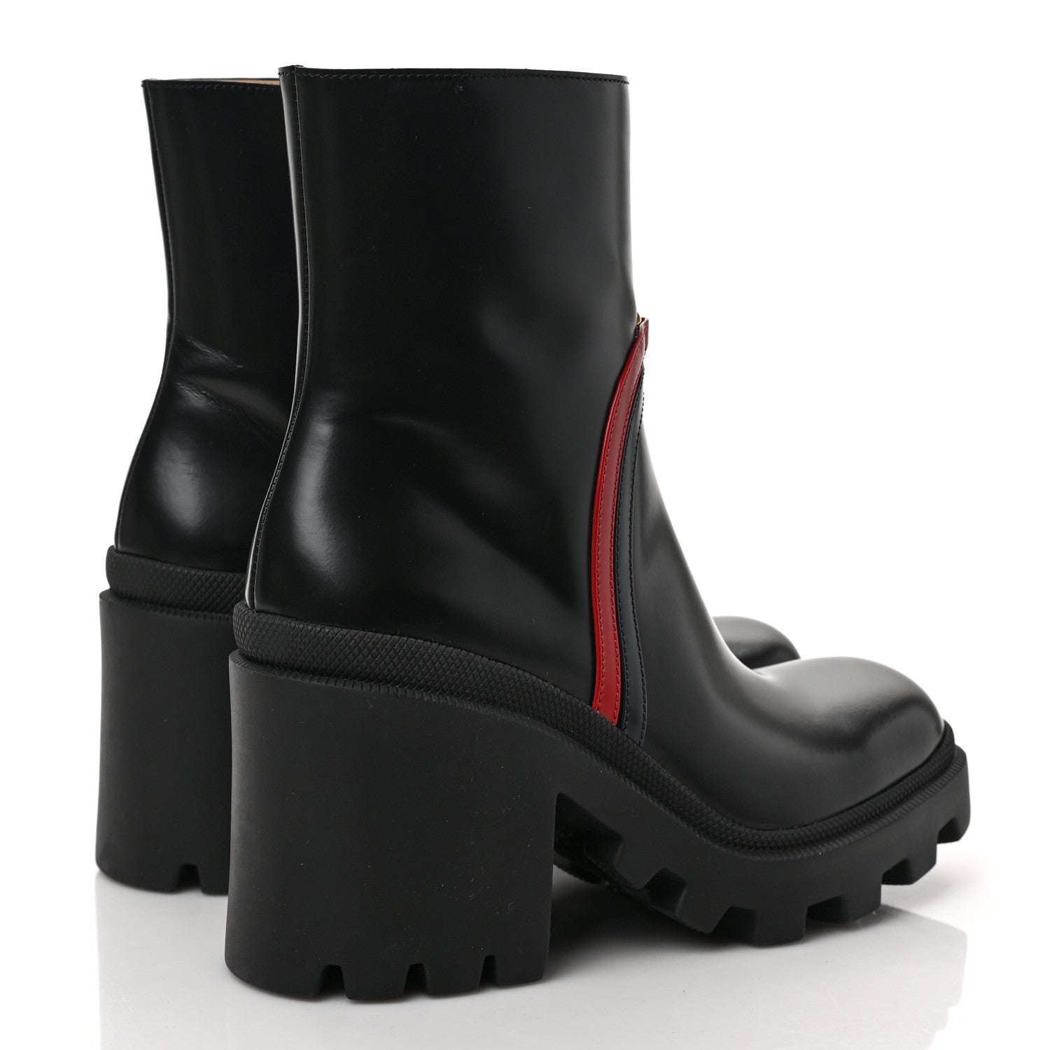 Gucci Calfskin Ankle Boots 39 Black Blue Hibiscus Red 4 of 9