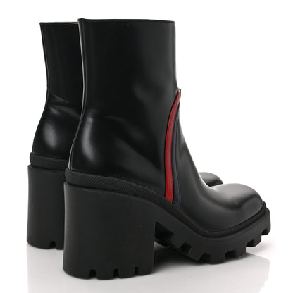 Gucci Calfskin Ankle Boots 39 Black Blue Hibiscus Red 4 of 9