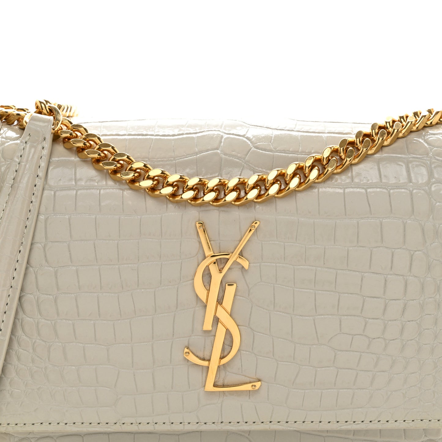 Calfskin Crocodile Embossed Medium Monogram Sunset Blanc Vintage