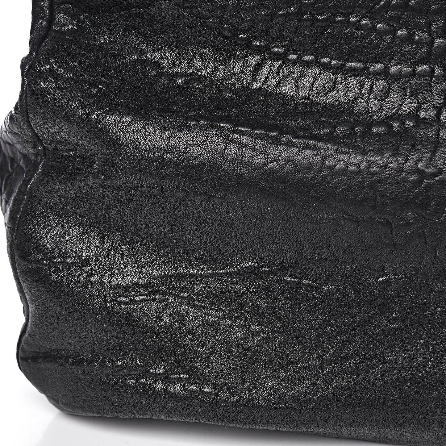 Pebbled Lambskin Shoulder Bag Black