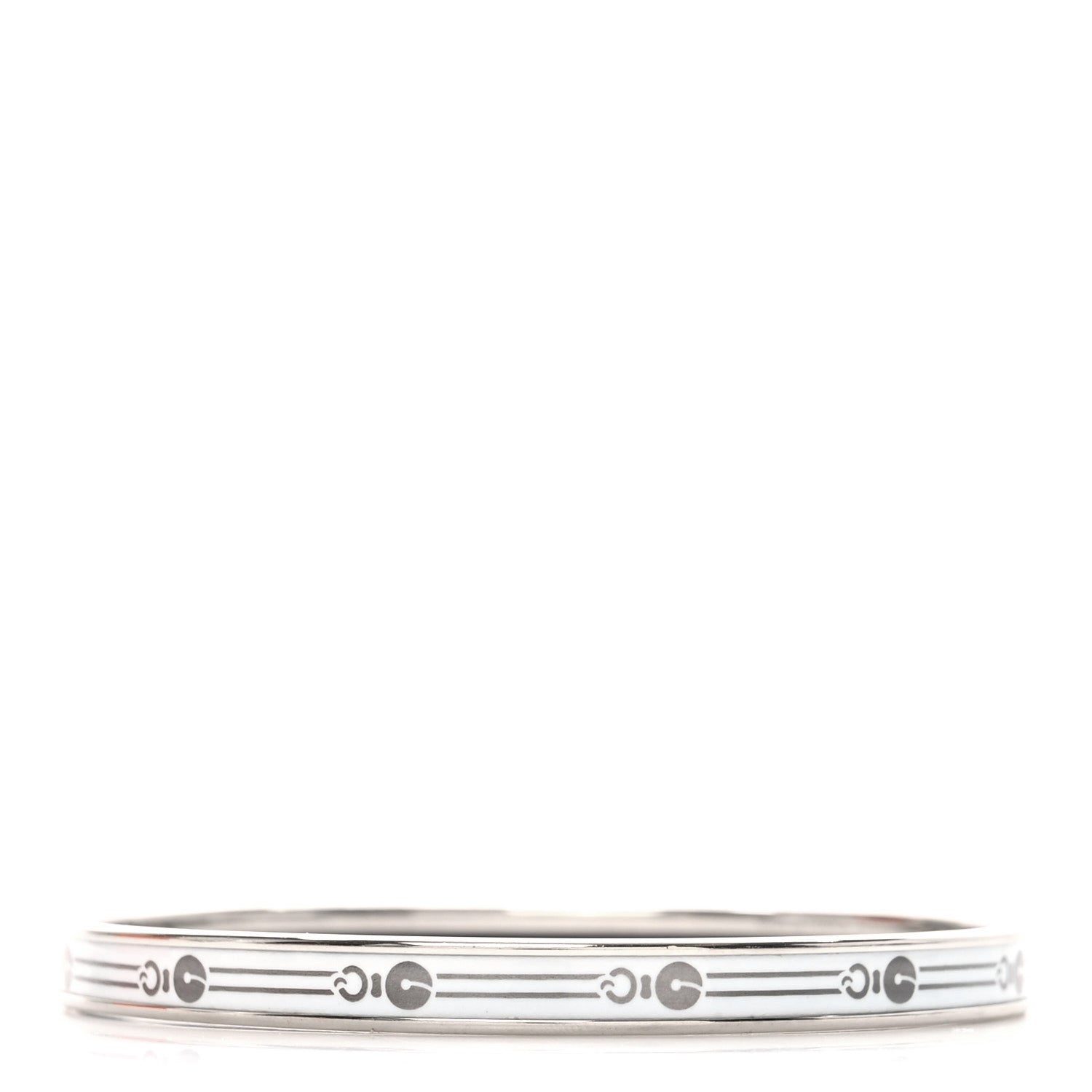 Hermes Enamel Printed Fantaisie d'Etriers Extra Narrow Bracelet White 3 of 6