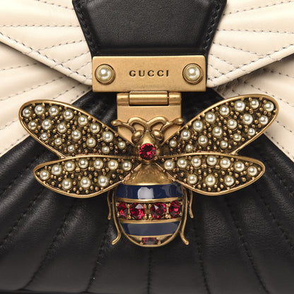Gucci Calfskin Bamboo Trapuntata Queen Margaret Top Handle Bag Mystic White Black 10 of 10