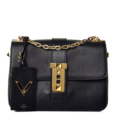 Valentino Garavani Grained Calfskin B-Rockstud Flap Black 1 of 8