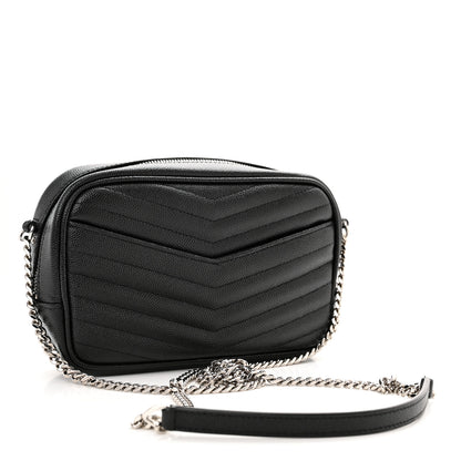 Saint Laurent Grain De Poudre Matelasse Monogram Mini Lou Camera Bag Black 3 of 11
