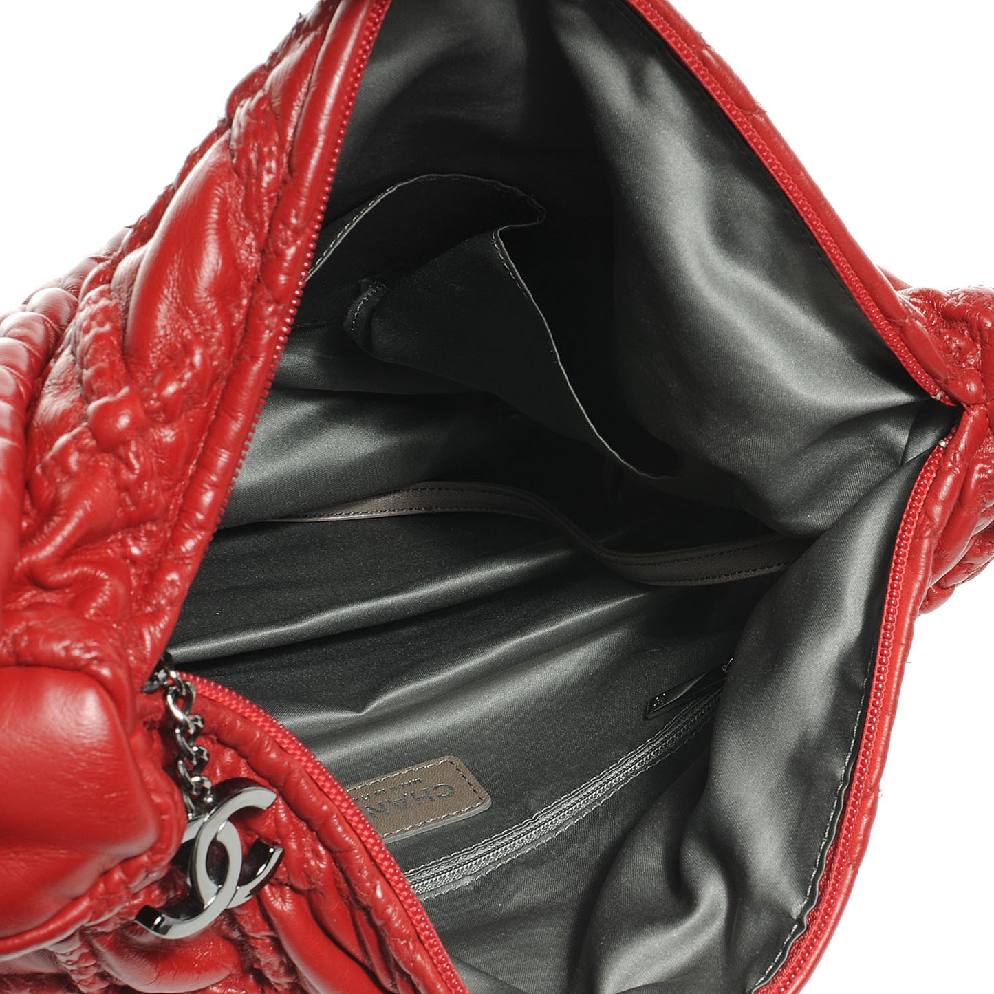 Quilted Lambskin Hidden Chain Hobo Red