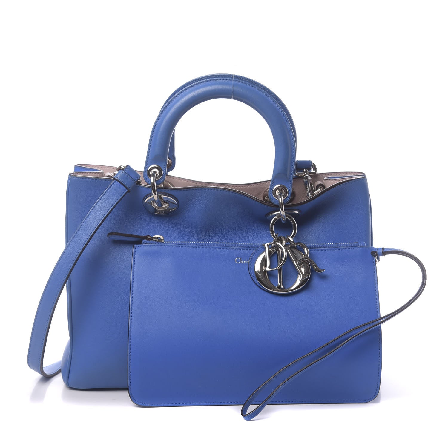 Christian Dior Smooth Calfskin Medium Diorissimo Tote Blue 1 of 12