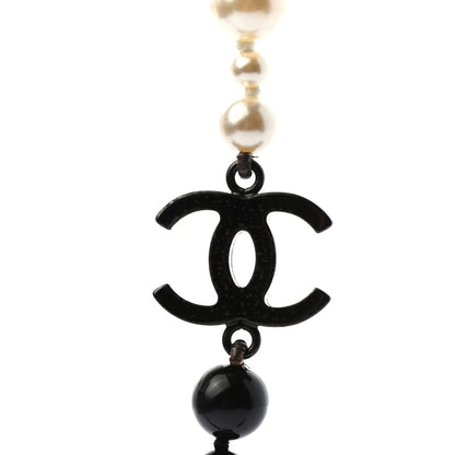 Chanel Pearl Beaded CC Long Necklace Black White 4 of 5