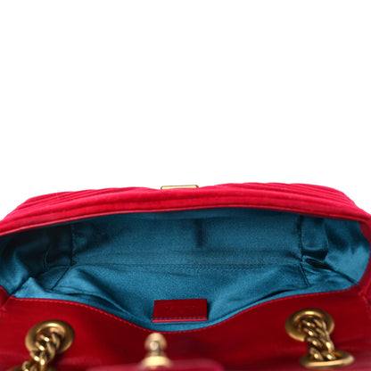 Gucci Velvet Matelasse Mini GG Marmont Shoulder Bag Hibiscus Red 7 of 11