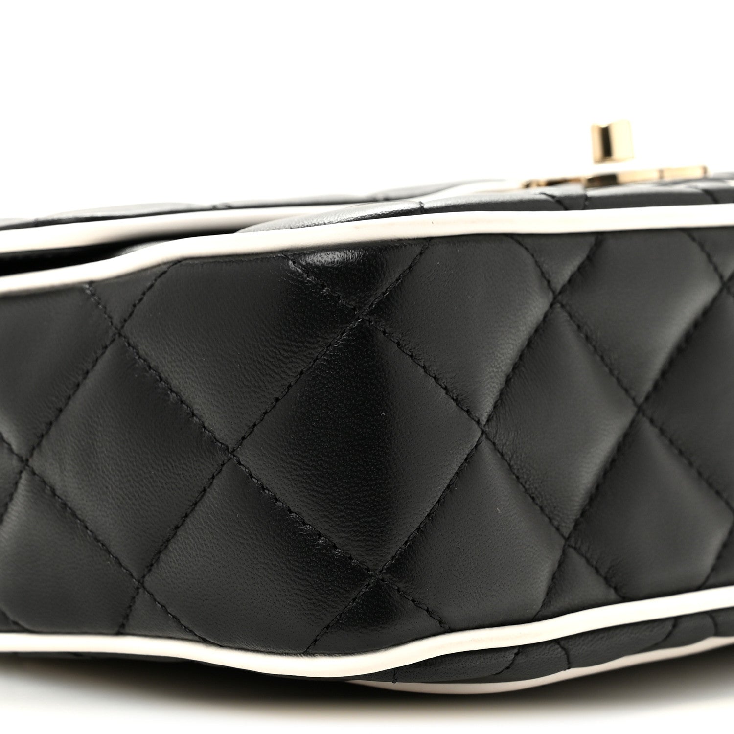 Chanel Lambskin Quilted Resin Graphic Frame Flap Bag Black White 9 of 11
