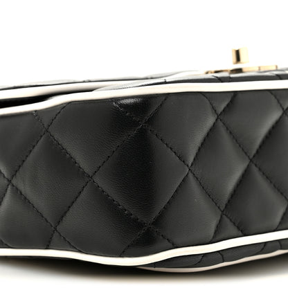 Chanel Lambskin Quilted Resin Graphic Frame Flap Bag Black White 9 of 11