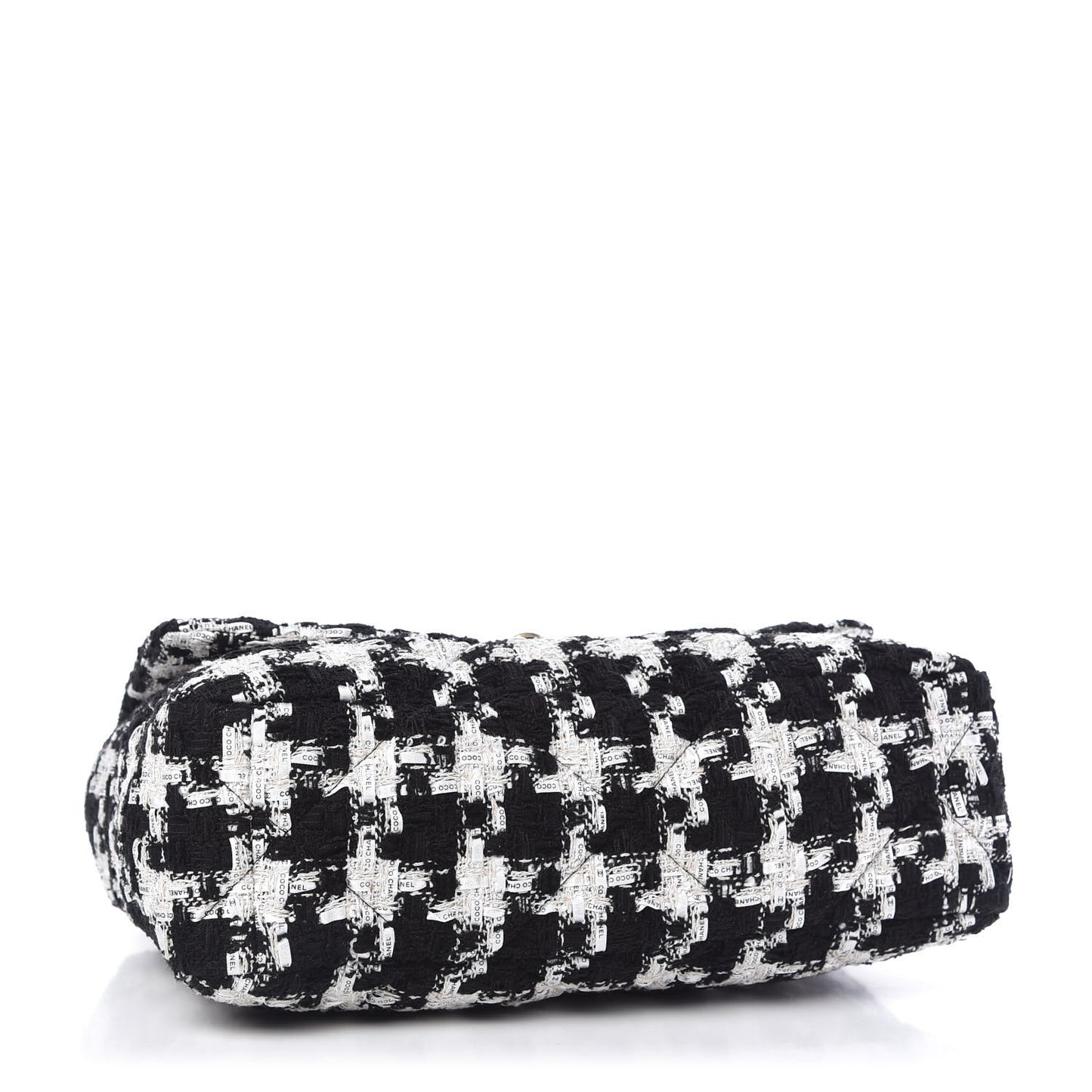 Tweed Quilted Large 19 Flap Black Ecru White