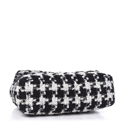 Chanel Tweed Quilted Large 19 Flap Black Ecru White 4 of 10