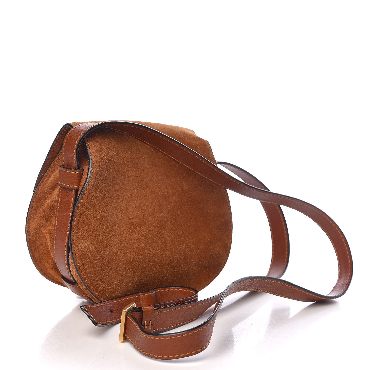 Chloe Suede Calfskin Braided Mini Marcie Round Crossbody Bag Caramel 3 of 15