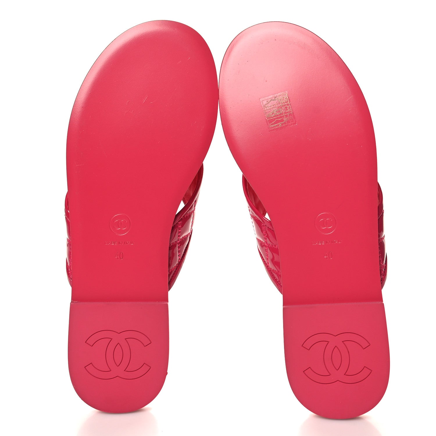 Chanel Patent Quilted CC Thong Sandals 40 Pink 6 of 10
