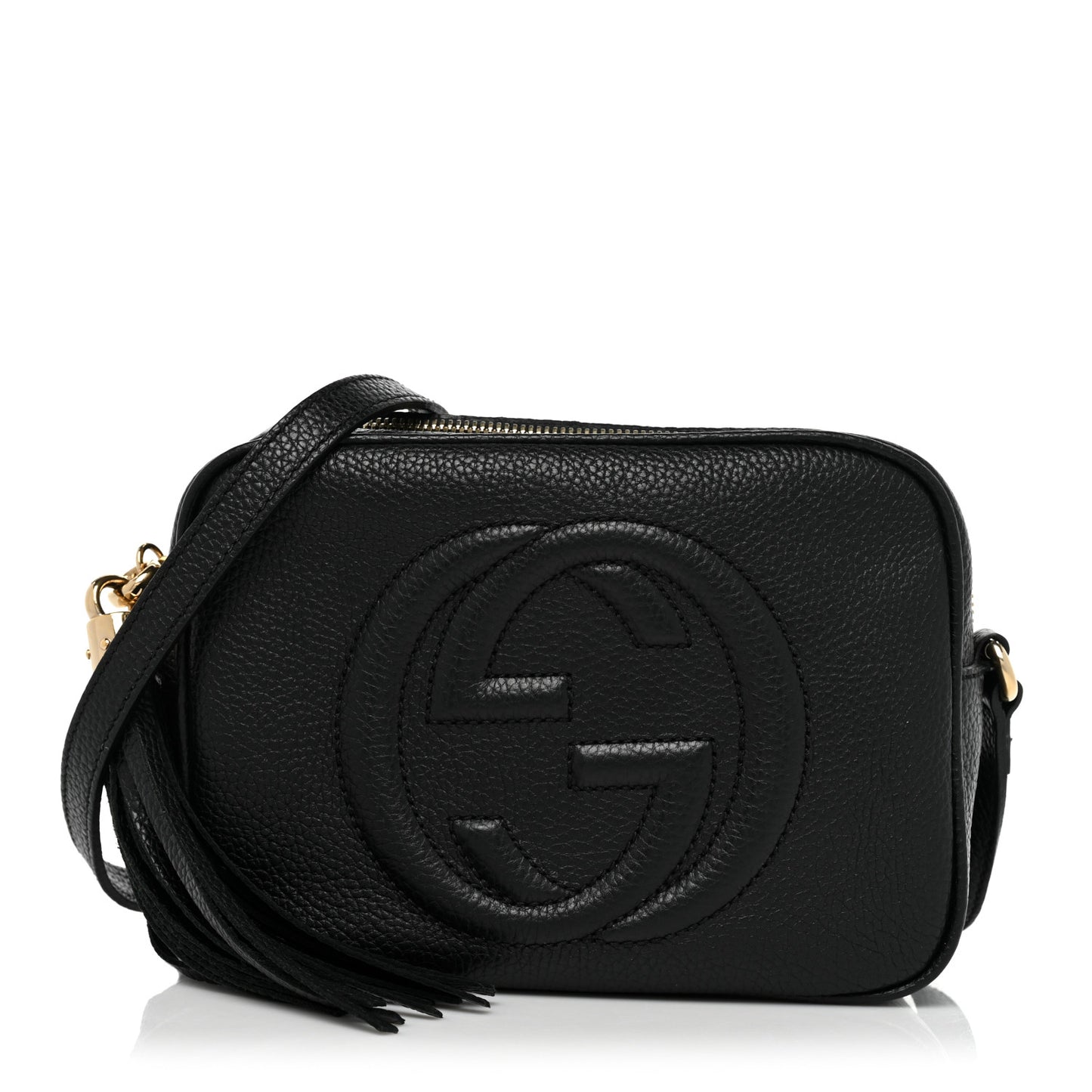 Pebbled Calfskin Small Soho Disco Bag Black
