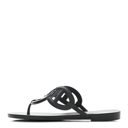 Hermes Rubber Womens Egerie Sandals 40 Black 1 of 9