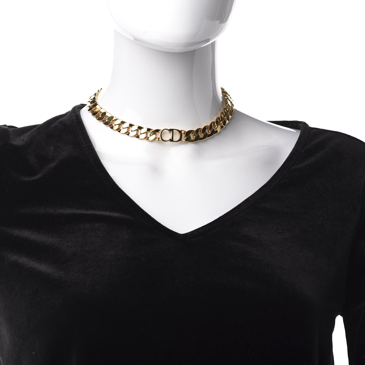 Christian Dior Metal Danseuse Etoile Chain Choker Necklace Gold 2 of 7
