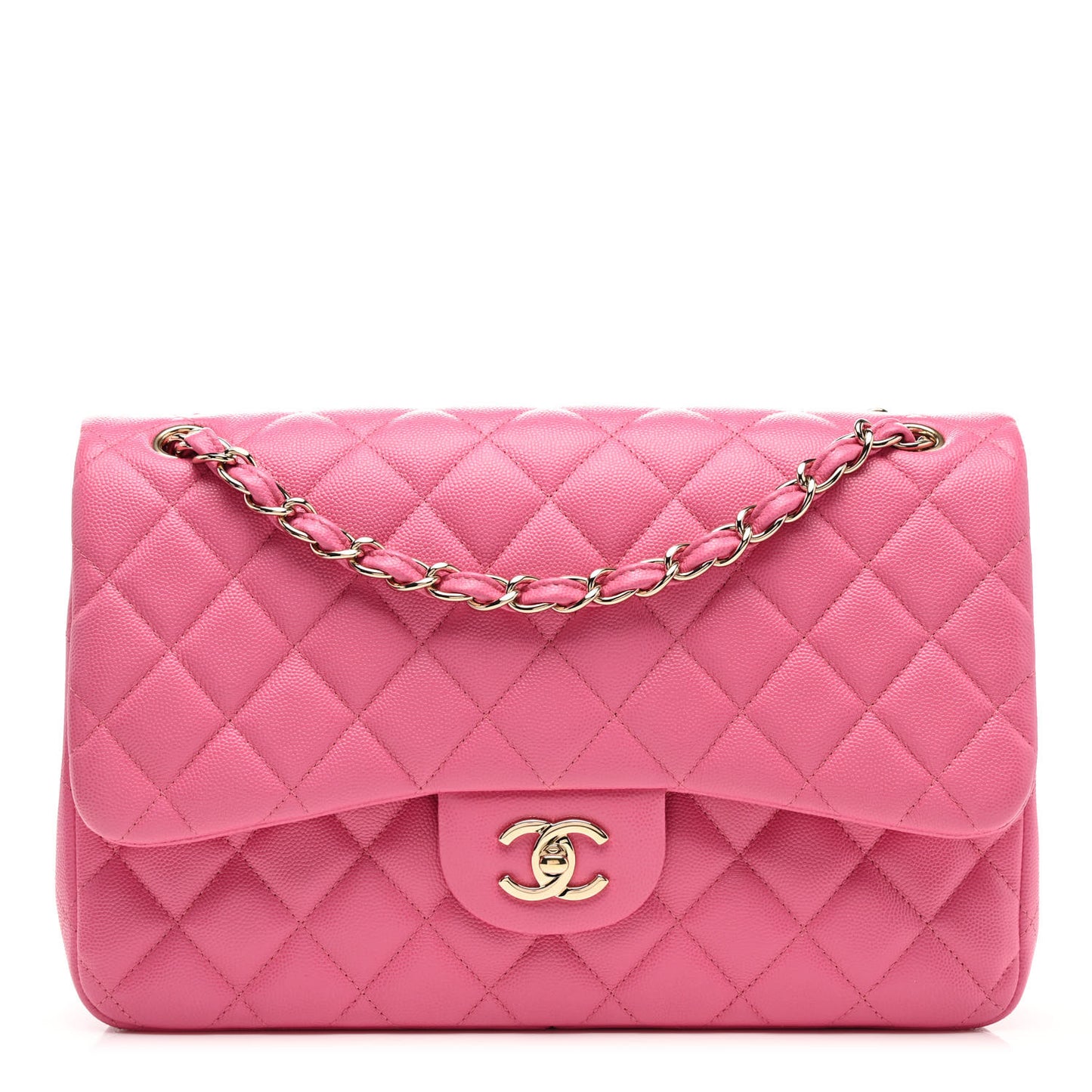 Caviar Quilted Jumbo Double Flap Pink