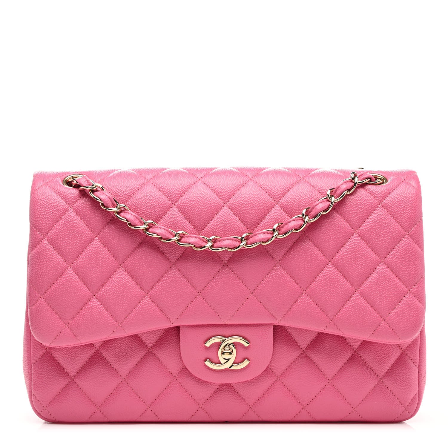 Chanel Caviar Quilted Jumbo Double Flap Pink 1 of 9