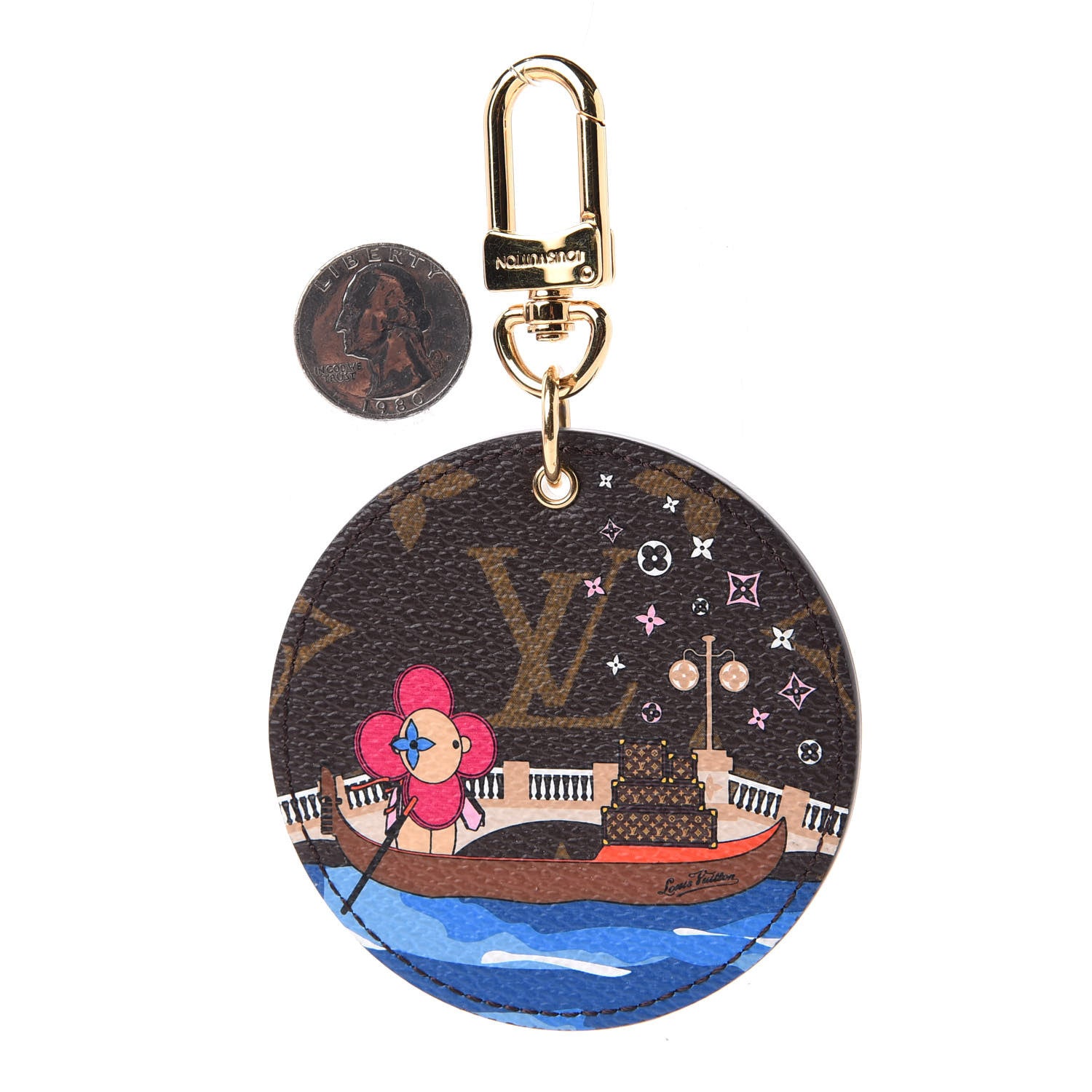 Louis Vuitton Monogram 2019 Christmas Animation Venice Bag Charm Key Ring Blue 5 of 10