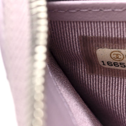 Chanel Lambskin Quilted Large Gusset Zip Around Wallet Light Purple 7 of 7