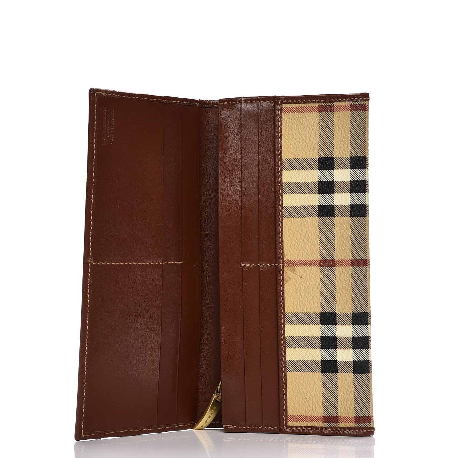 Burberry Haymarket Check Continental Wallet Brown 6 of 7