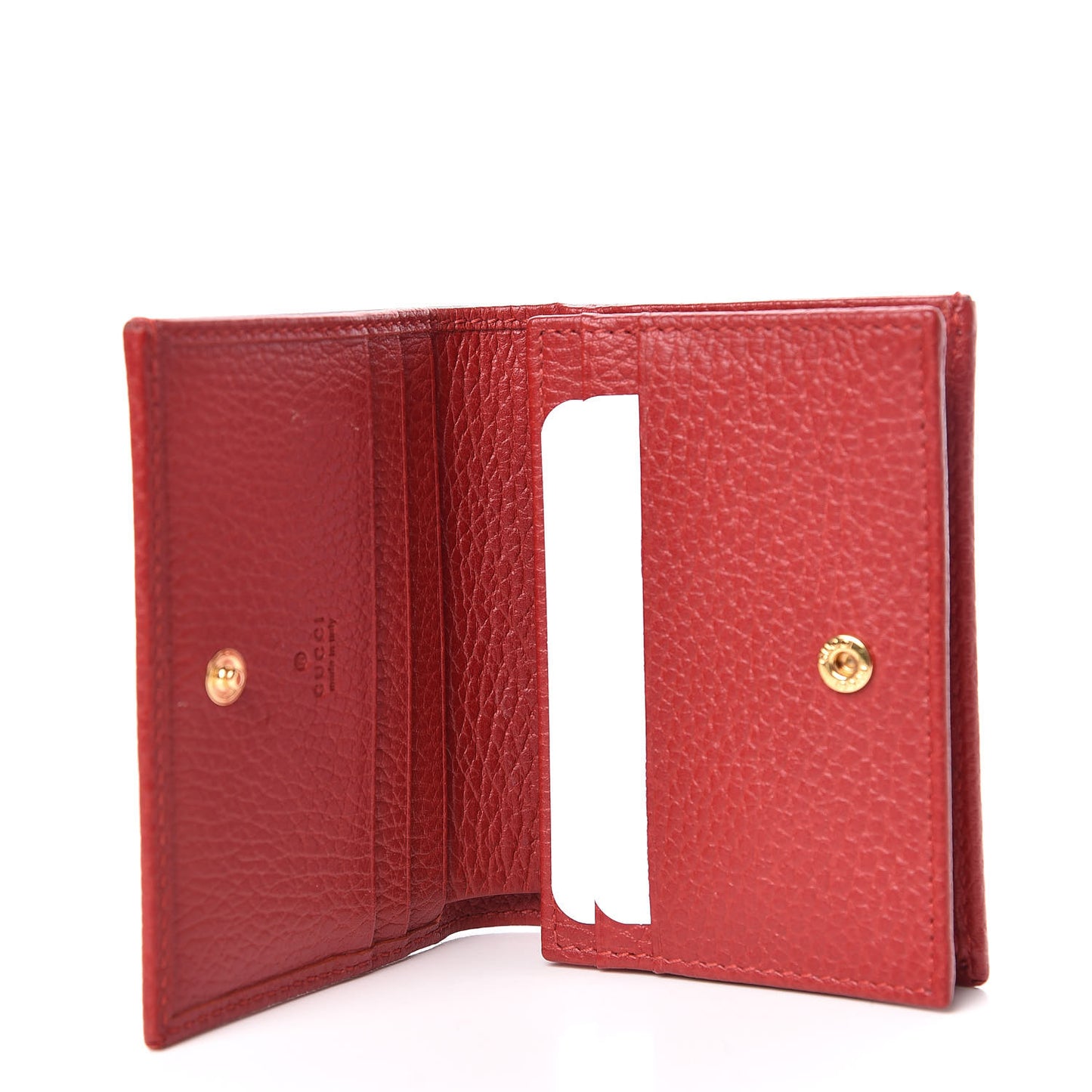 Pebbled Calfskin GG Marmont Card Case Hibiscus Red