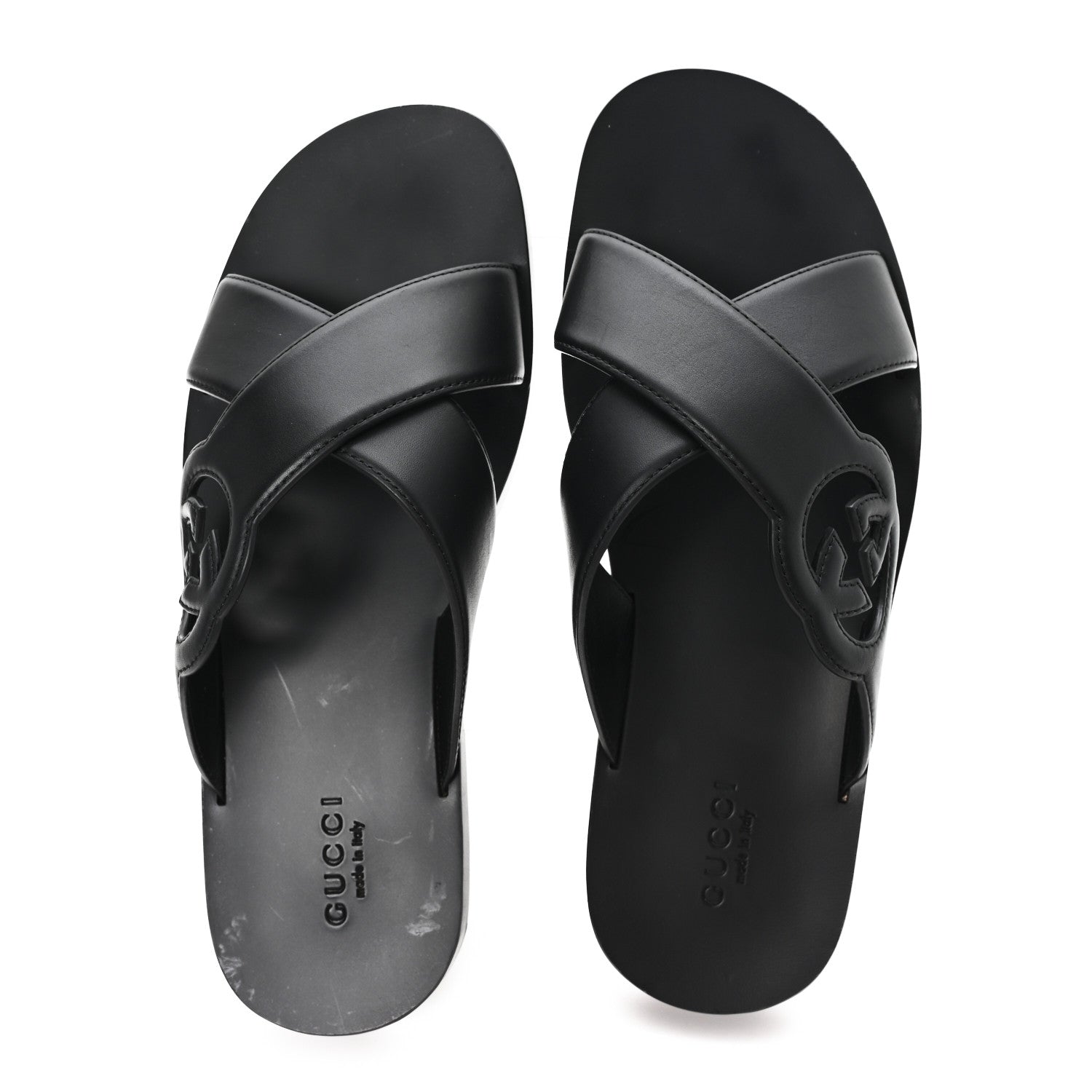 Gucci Cosmos Softy Calfskin Interlocking G Sandals 12 Black 2 of 10