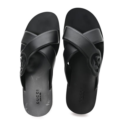 Gucci Cosmos Softy Calfskin Interlocking G Sandals 12 Black 2 of 10