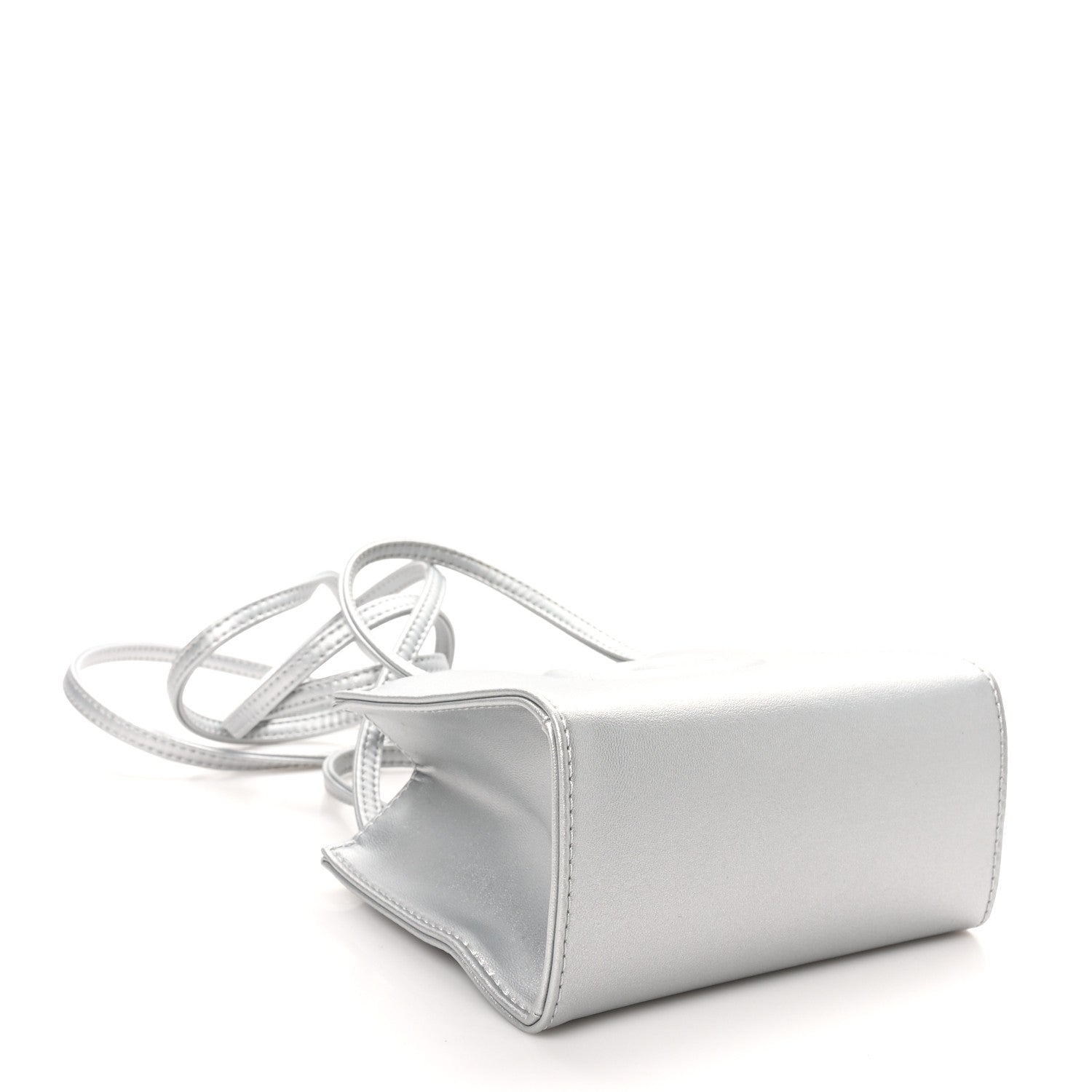 Telfar Metallic Vegan Leather Small Shopping Bag Silver 4 of 9