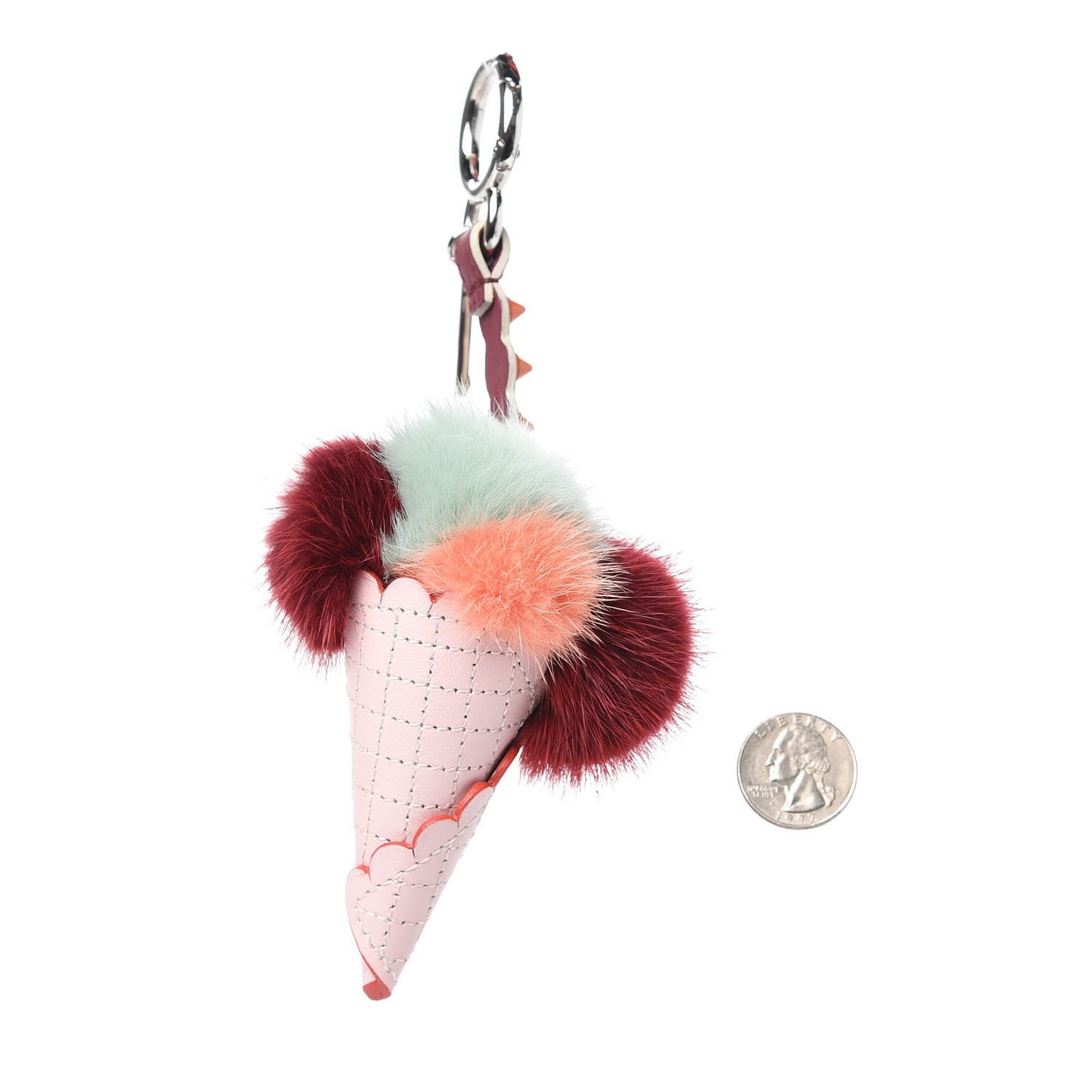 Mink Fur Calfskin Fun Fair Bag Charm Multicolor