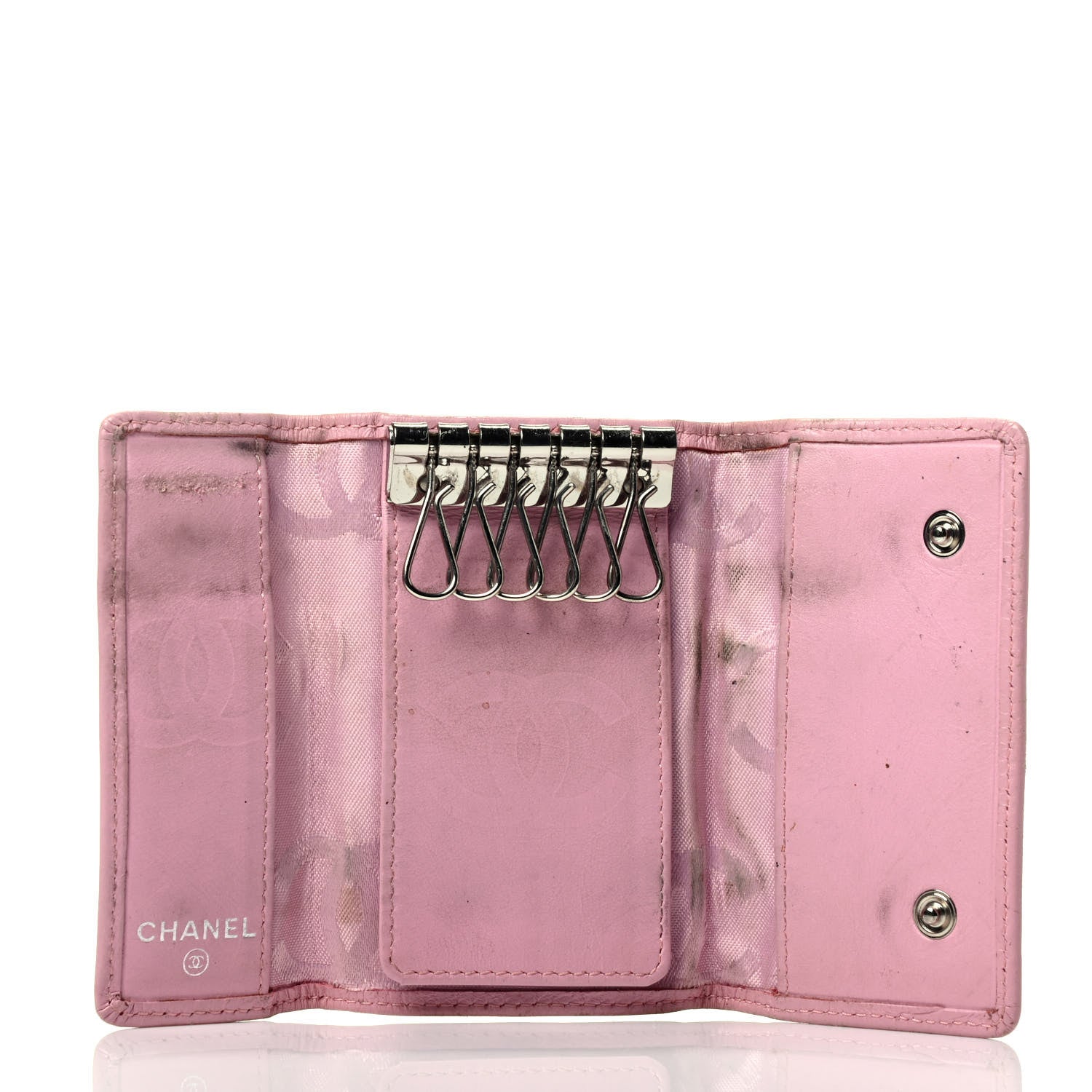 Chanel Calfskin Quilted Cambon 6 Key Holder Pink 4 of 5
