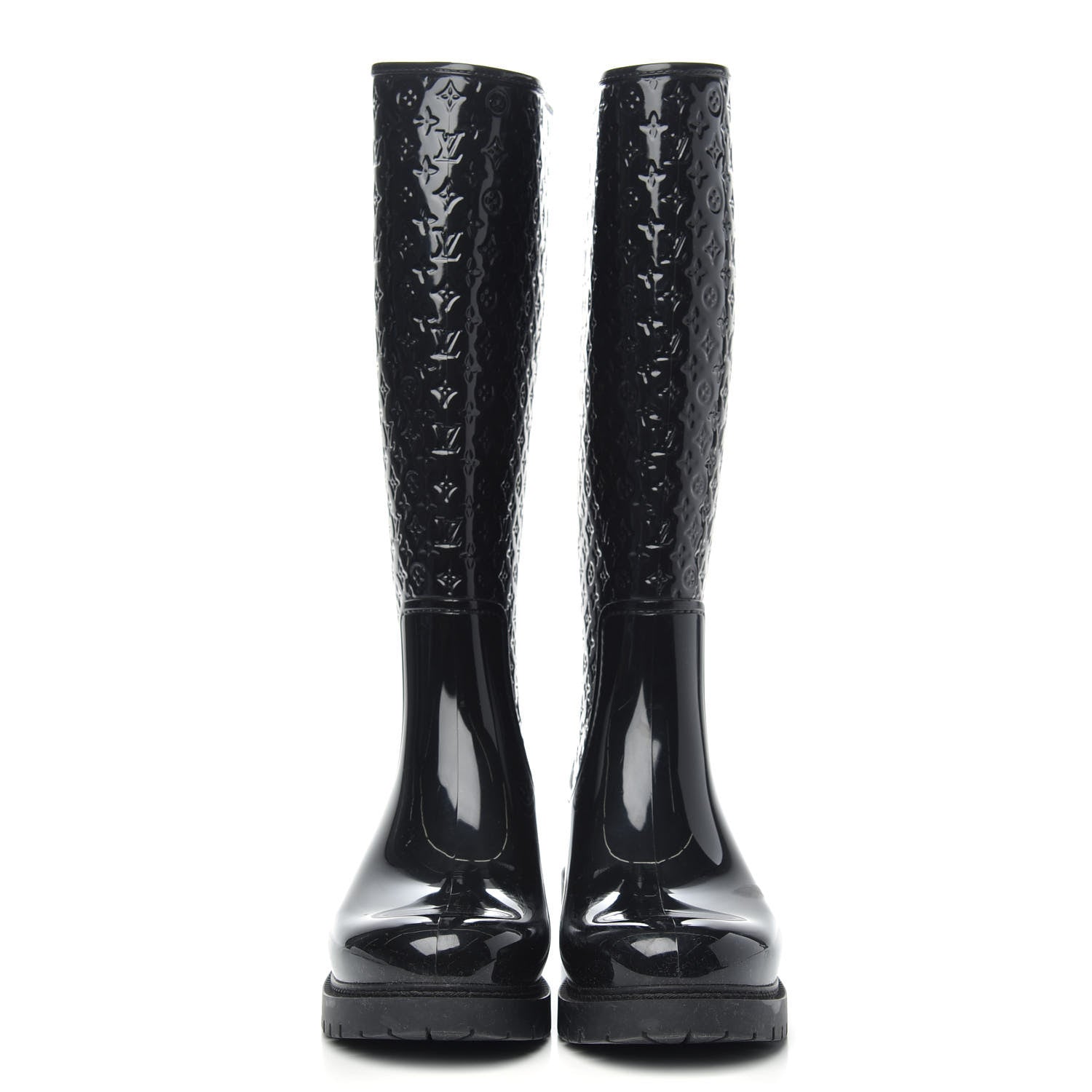 Louis Vuitton Rubber Embossed Monogram Splash Rain Boots 37 Black 2 of 8