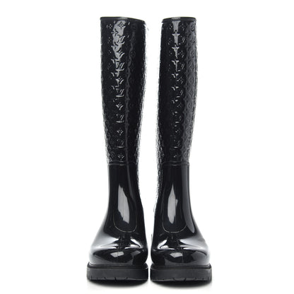 Louis Vuitton Rubber Embossed Monogram Splash Rain Boots 37 Black 2 of 8