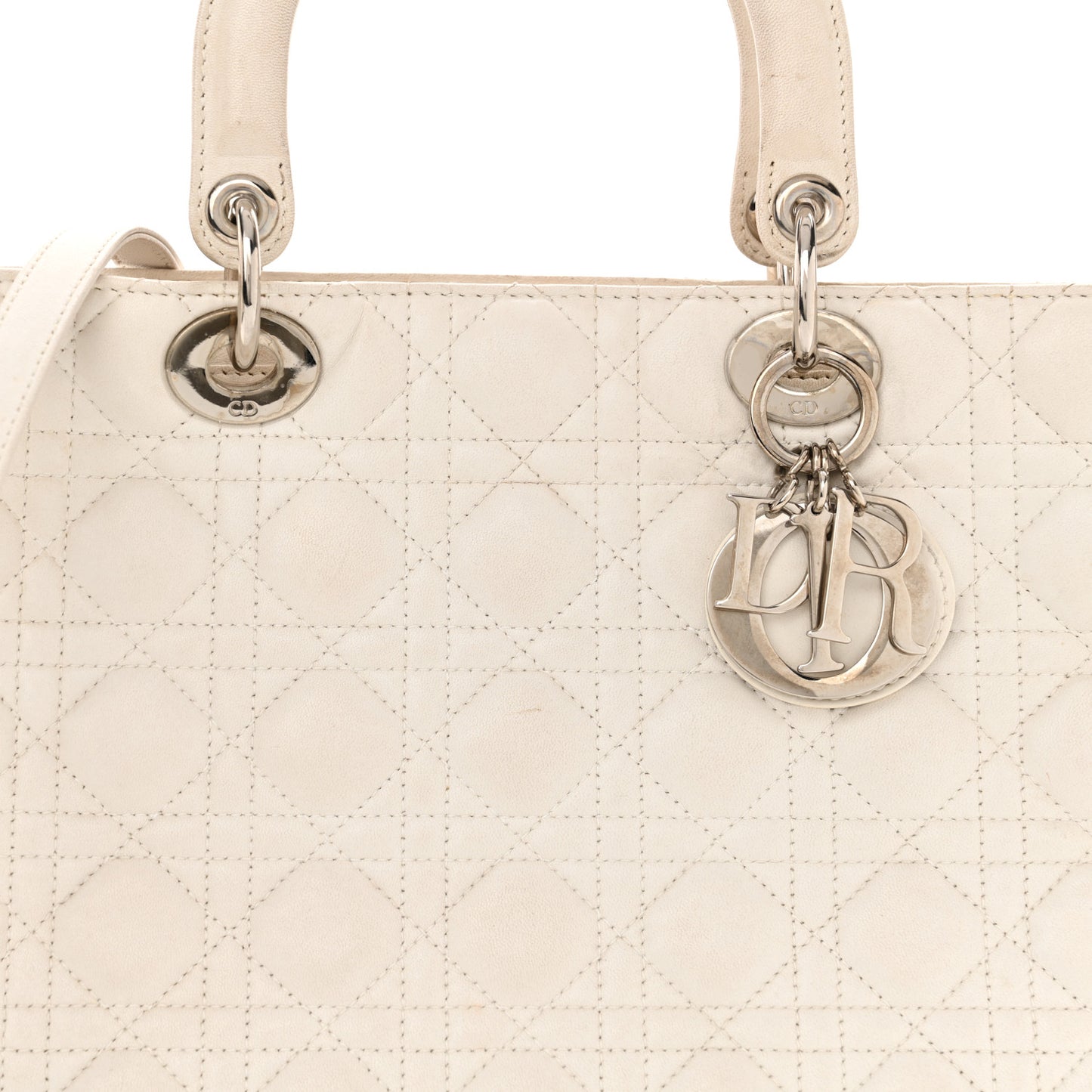 Lambskin Cannage Large Lady Dior White