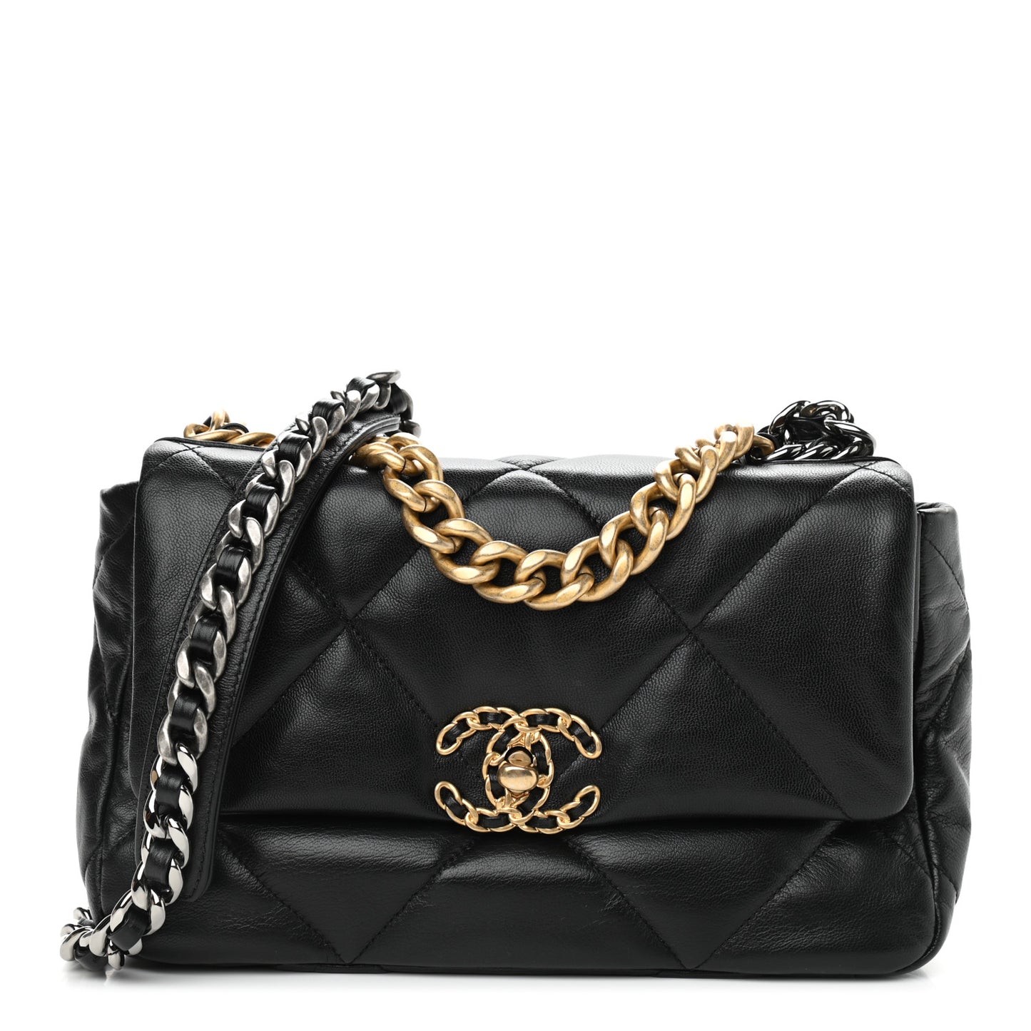Goatskin Quilted Medium Chanel 19 Flap Black