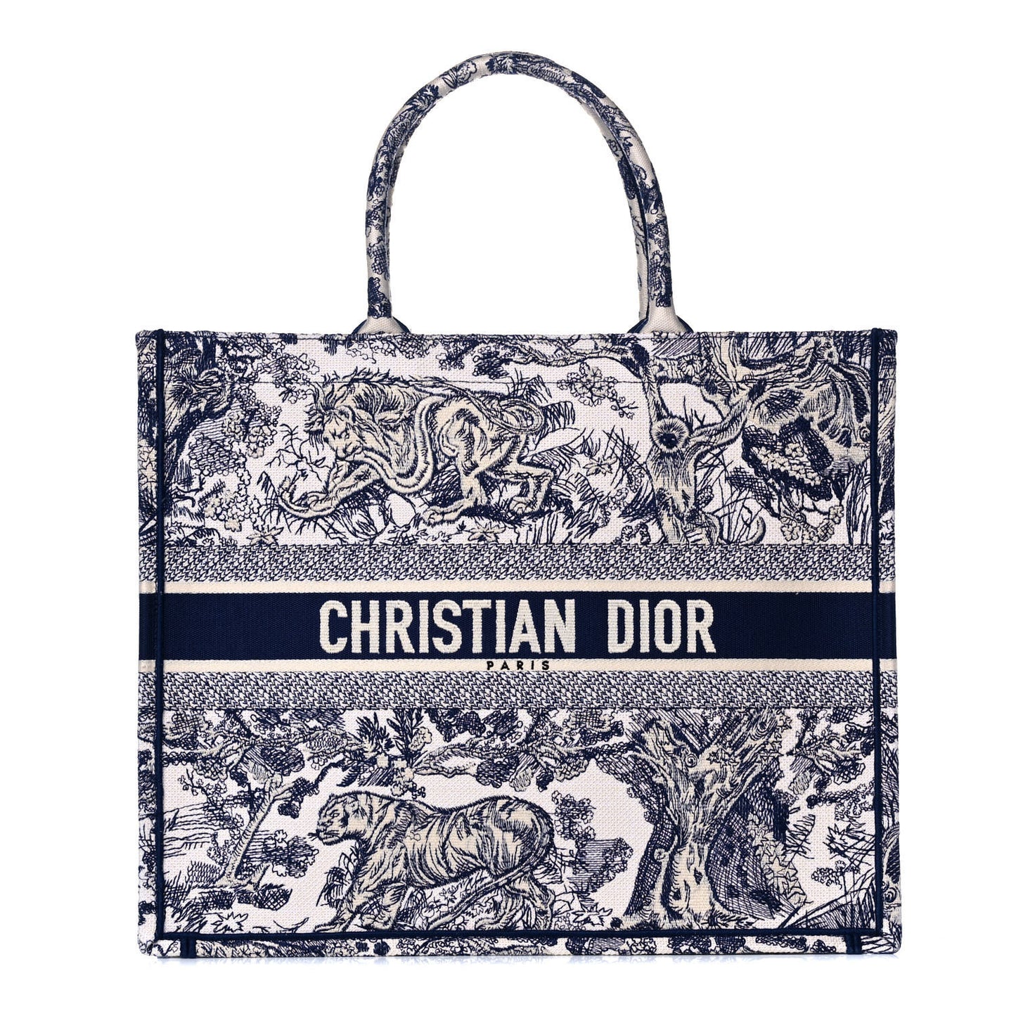Canvas Embroidered Large Dioriviera Toile De Jouy Book Tote Blue