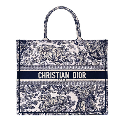Christian Dior Canvas Embroidered Large Dioriviera Toile De Jouy Book Tote Blue 1 of 13
