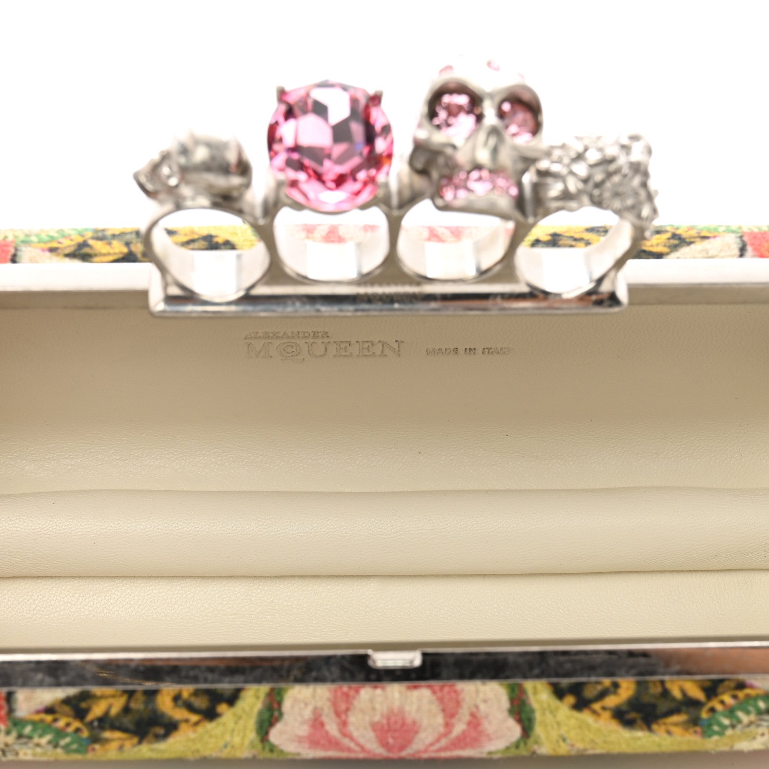 Alexander McQueen Printed Canvas Floral Knuckle Box Clutch Red 5 of 11