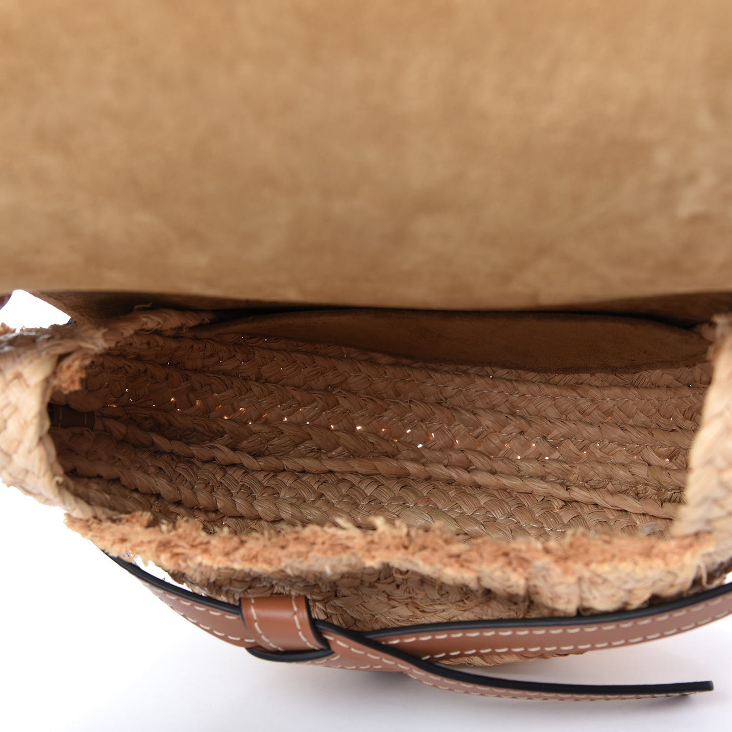 Calfskin Raffia Small Gate Crossbody Bag Natural Tan
