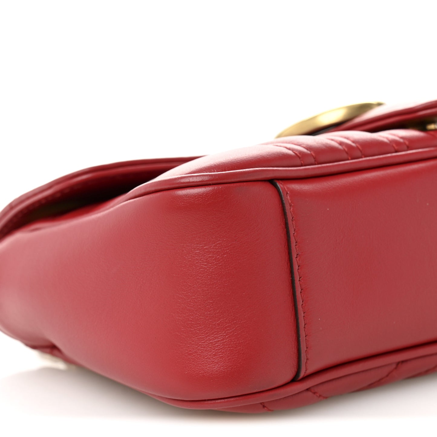Calfskin Matelasse Mini GG Marmont Shoulder Bag Hibiscus Red