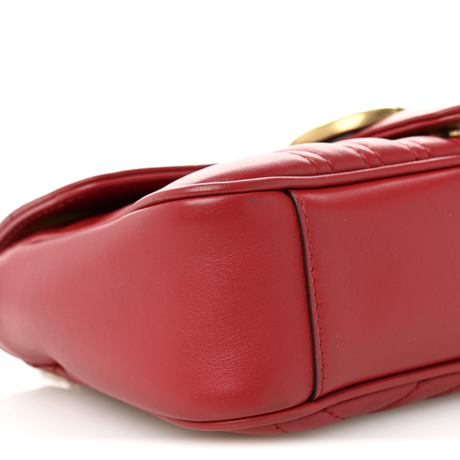 Gucci Calfskin Matelasse Mini GG Marmont Shoulder Bag Hibiscus Red 9 of 10