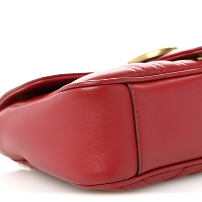 Gucci Calfskin Matelasse Mini GG Marmont Shoulder Bag Hibiscus Red 9 of 10